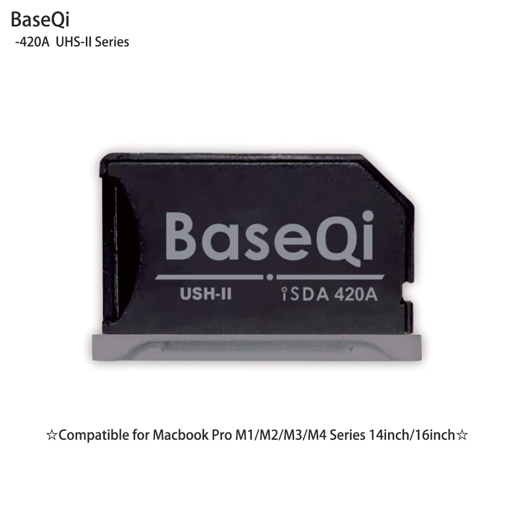 For MacBook Pro 14 & 16inch M4/M3/M2/M1 Series BASEQI UHS-II Aluminum microSD Adapter Year2024/23/22/21