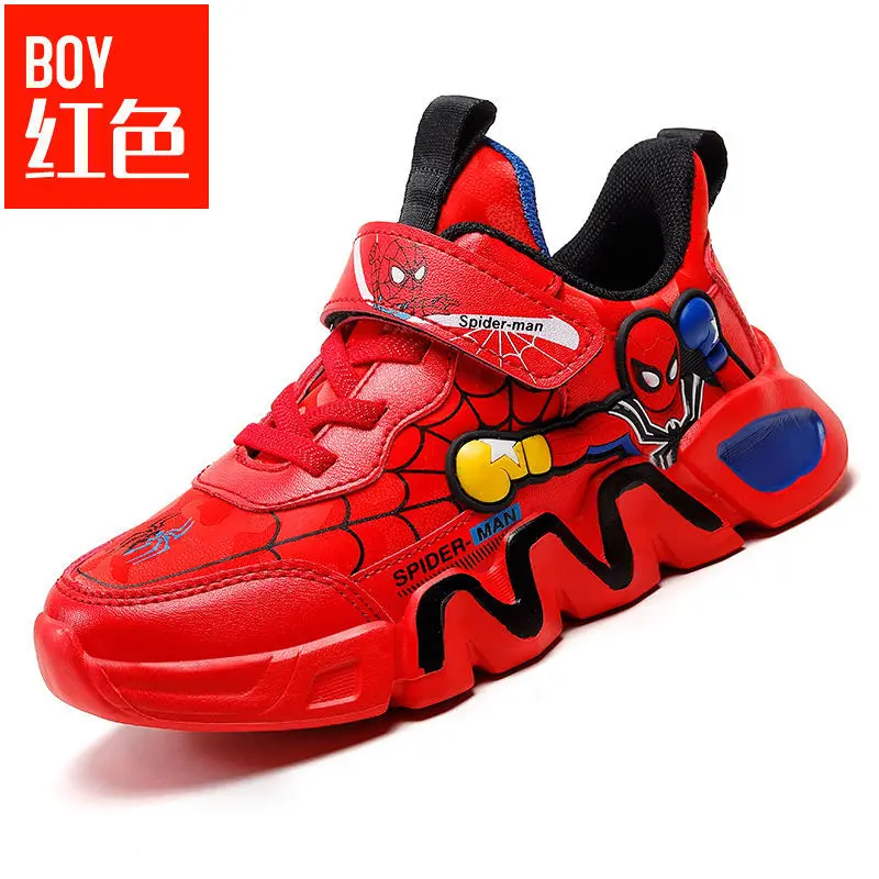 Marvel Spiderman 어린이 창조적 인 만화 애니메이션 디자인 미끄럼 방지 경량 통기성 캐주얼 편안한 운동화