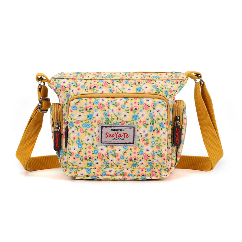 Nylon Shoulder Bag Fashionable Small Square Bag Waterproof Large Capacity Mommy Bag Colorful Printed Crossbody Bag