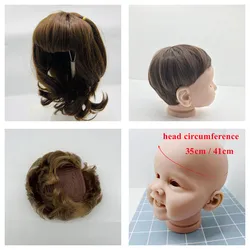 Fits Doll Head Circumference About 35cm/41cm Reborn Doll BJD Doll Hair Wig Short Brown Golden DIY Doll Hair Accessories