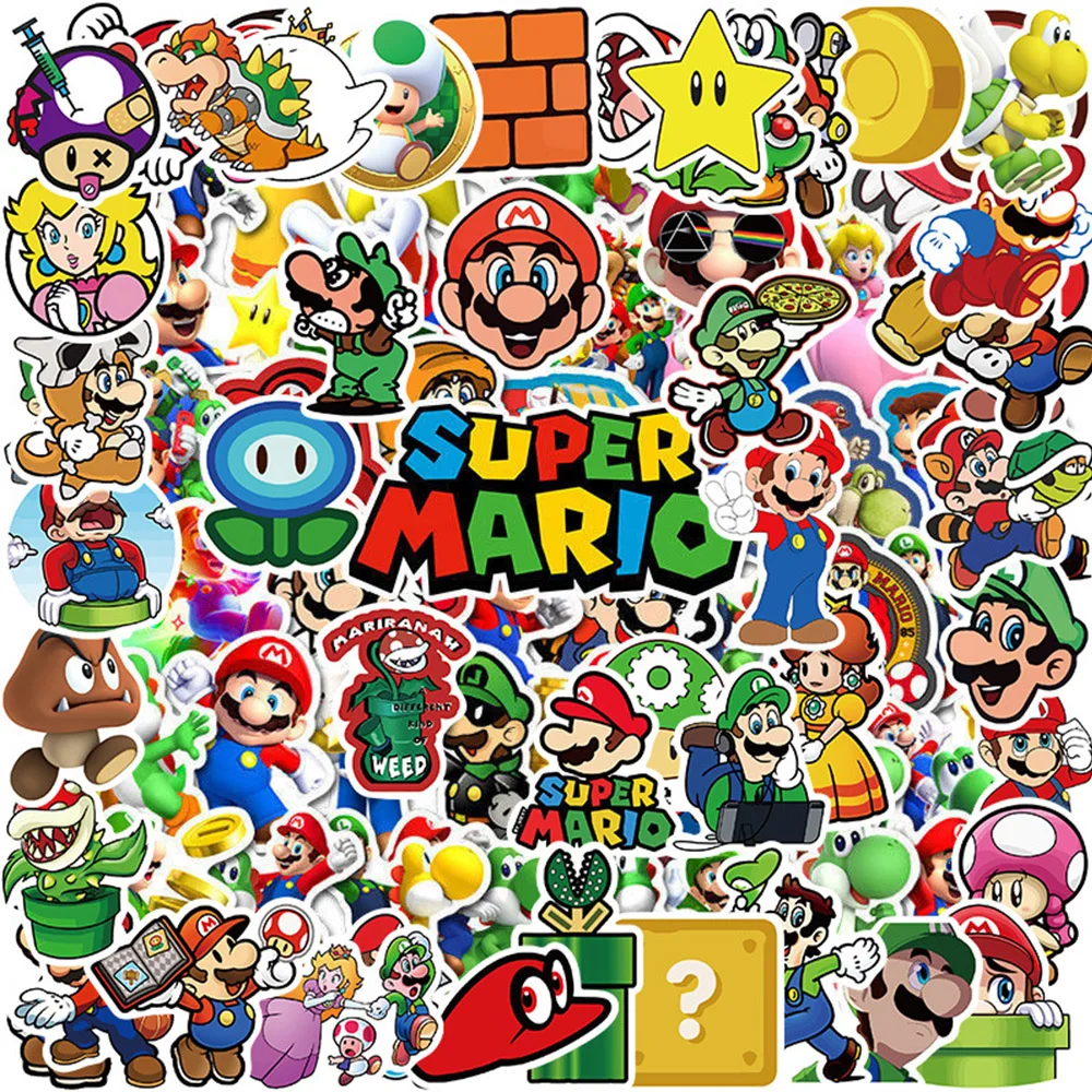 10/30/50/100pcs Classic Game Super Mario Bros Cartoon Stickers DIY Water Bottle Luggage Skateboard Vinyl Cute Decals for Kid Toy