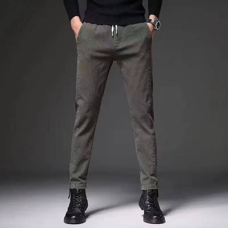 Business Office Casual Solid Harem Pants for Men 2023 Spring Autumn Simplicity Fashion Slim Mid Waist Trousers Male Clothes