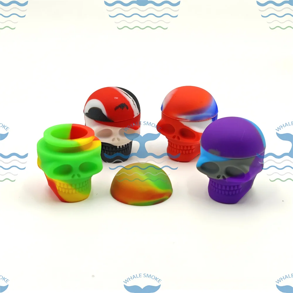 3ml Wax Jar Mini Silicone Storage Container Skull Shaped Mini Carrying Cream Balm Case Reusable No Stick Rubber Box