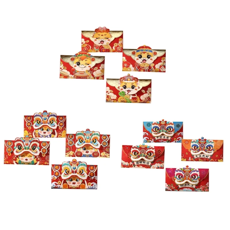 4Pcs New Year Redness Packets Traditional Snake Year Themed Envelopes Multifunctional Chinese Zodiacs Money Paper Bag