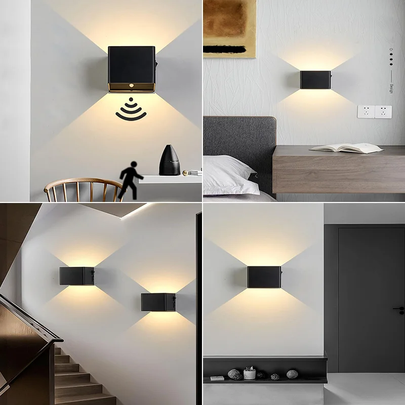 Imagem -05 - Lâmpada de Parede Led Recarregável com Sensor de Movimento sem Fio Interior Wall Night Light Bateria para Quarto Corredor Iluminação de Escadas 5w