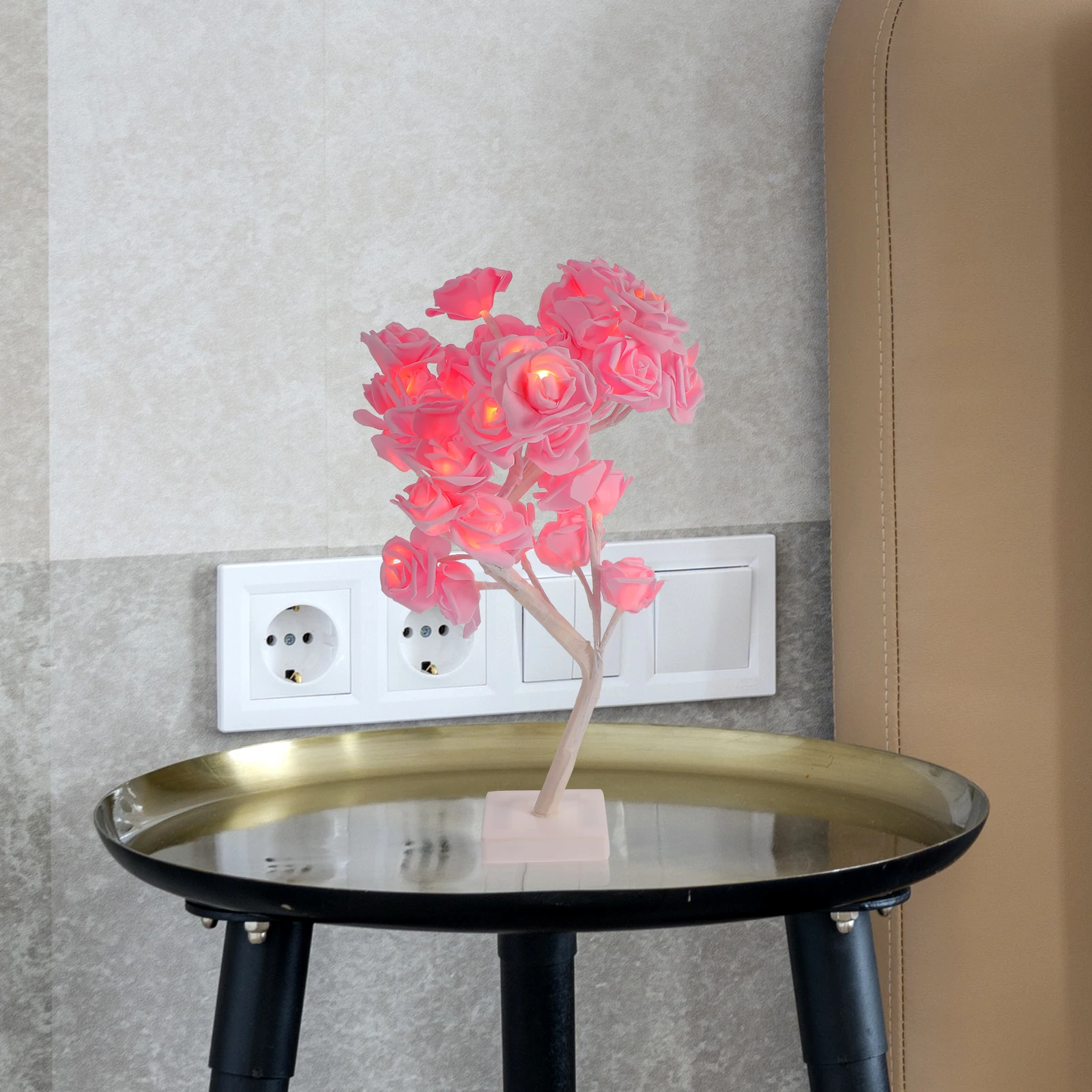 

PVC Tree Shaped Rose Night Lamp Unique Design Decor Bedroom Kid Room Charging Light Romantic Atmosphere Small Night