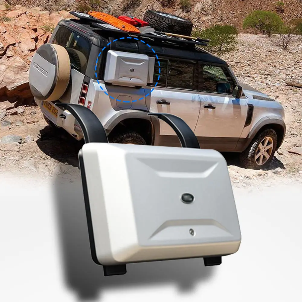 

Silver Roof Cargo Carrier Luggage Storage Box Side Box for Land Rover Defender 2020 2021