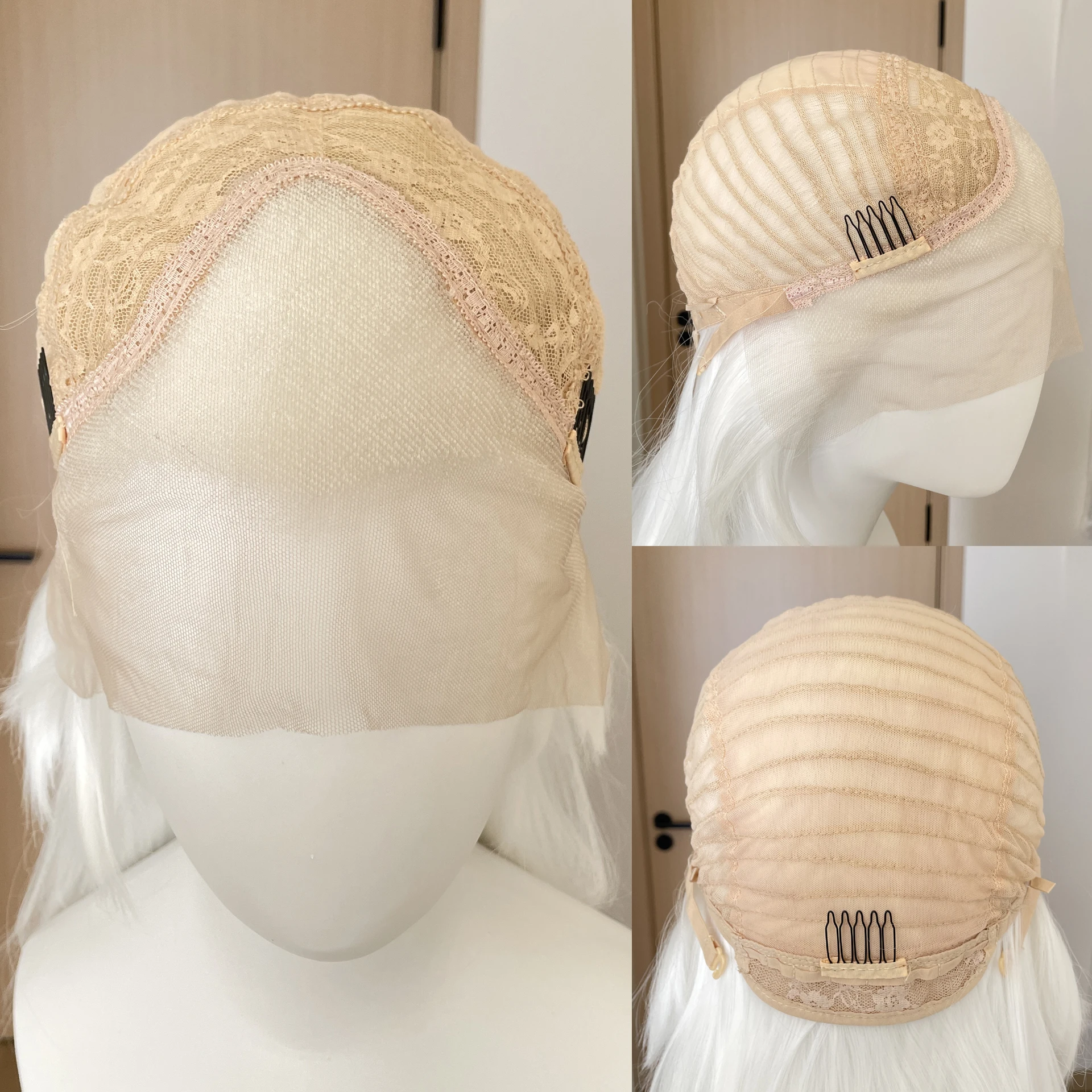 Widow‘s Peak Mullet Shoulder Length White Wig for Women Layers Ponytails Glueless Wigs Synthetic 13x4 Lace Front Wigs for Men