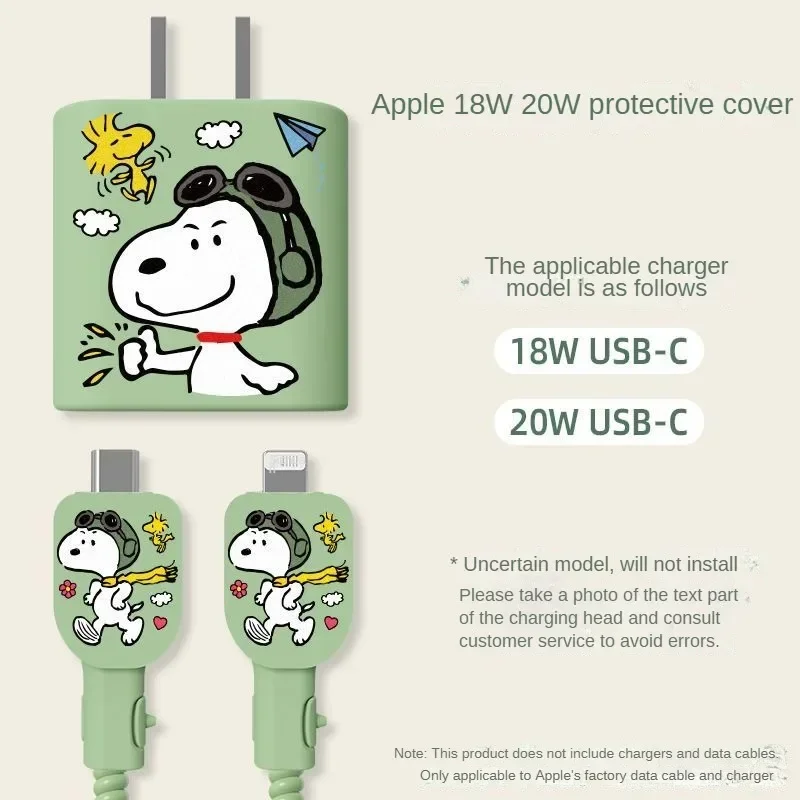 Snoopy for Iphone Charger Protector 18W 20W Anime Data Cable Protective Sleeve Cute Cartoon Cable Accessories Case Soft Cover