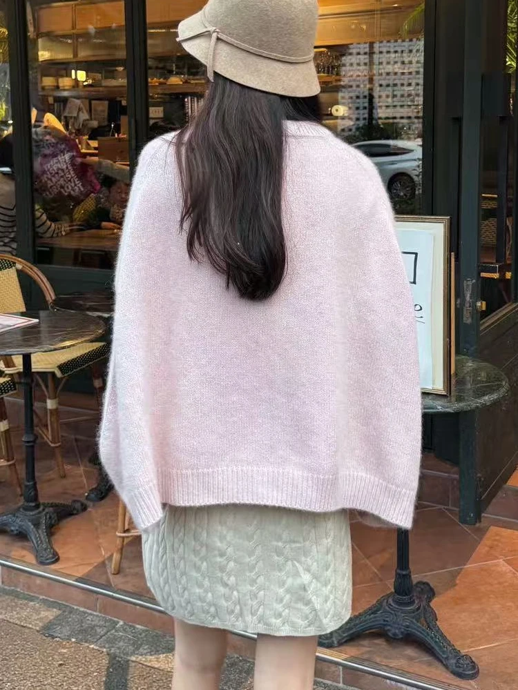 Scialle maglione coreano elegante tinta unita da donna dolce fiocco legato cardigan lavorato a maglia senza maniche moda maglieria esterna allentata