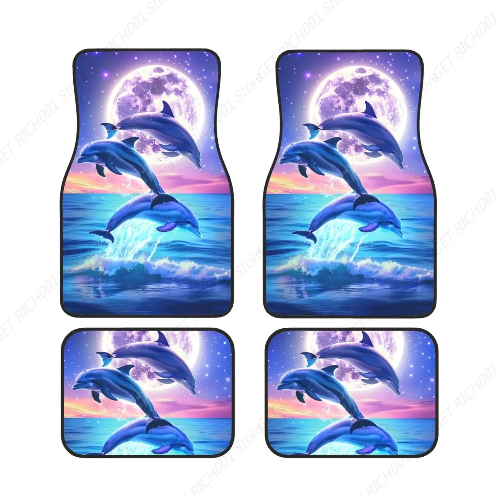 

Juego Alfombrillas Divertidas Para Pies Coche, Lfines Saltadores Cielo Púrpura, Juego 4 Piezas, Alfombrillas Para Accesorios