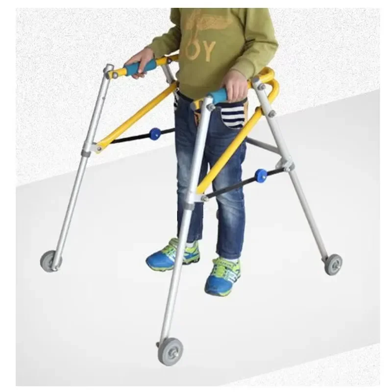 Pediatric Mobility Aid Walker with Wheels for Kids Rehabilitation Support Adjustable Height Lightweight Frame for Children