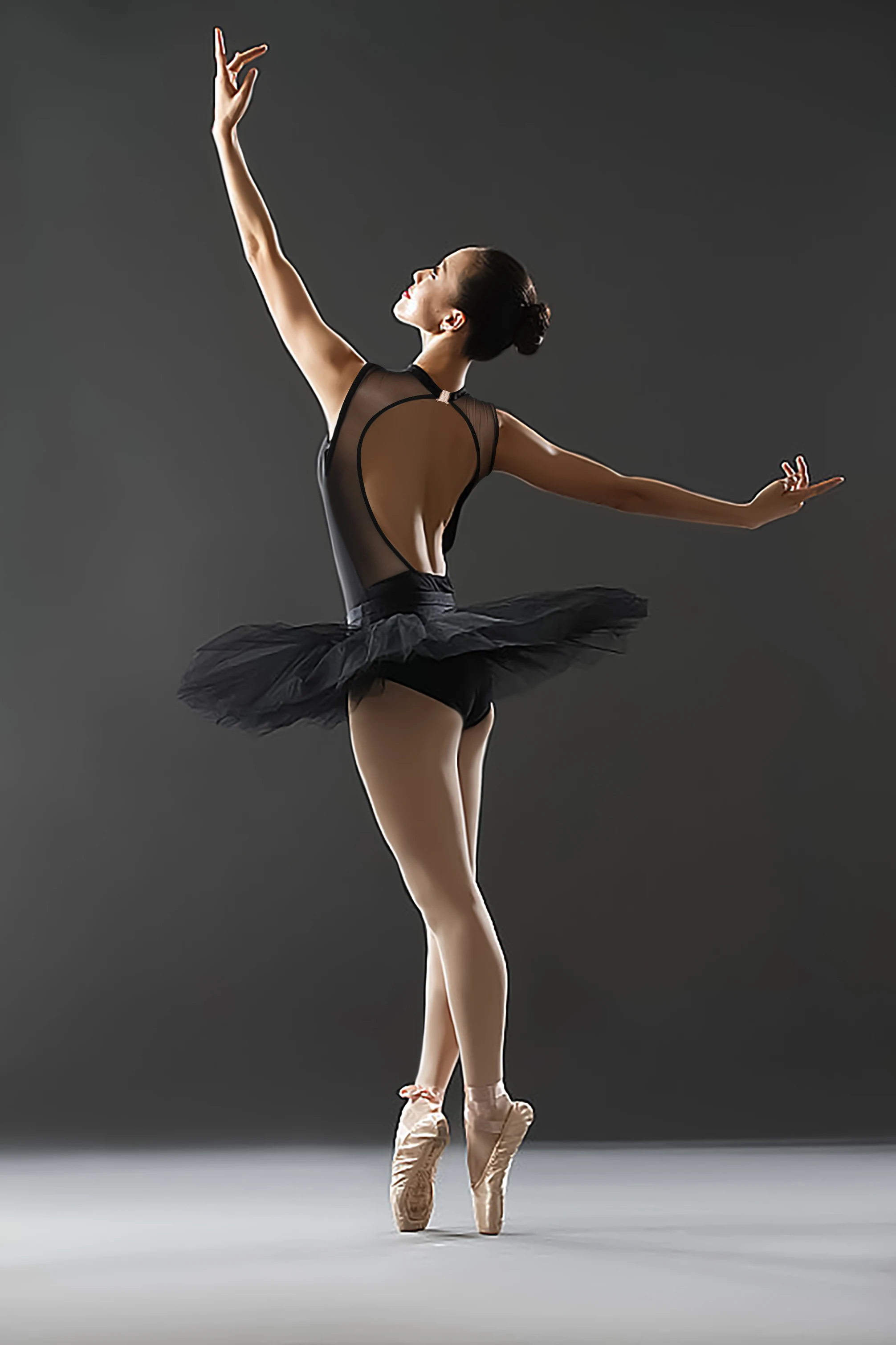 Body da balletto da donna dolcevita body da ballo spacco frontale scollatura a rete con retro cavo fodera frontale completa