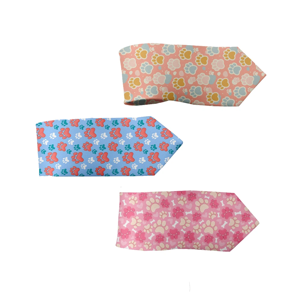 Fashion cartoon pink tie ladies pet cat claw dog claw pattern cute tie novelty Kawaii JK matching tie suitable for neutral