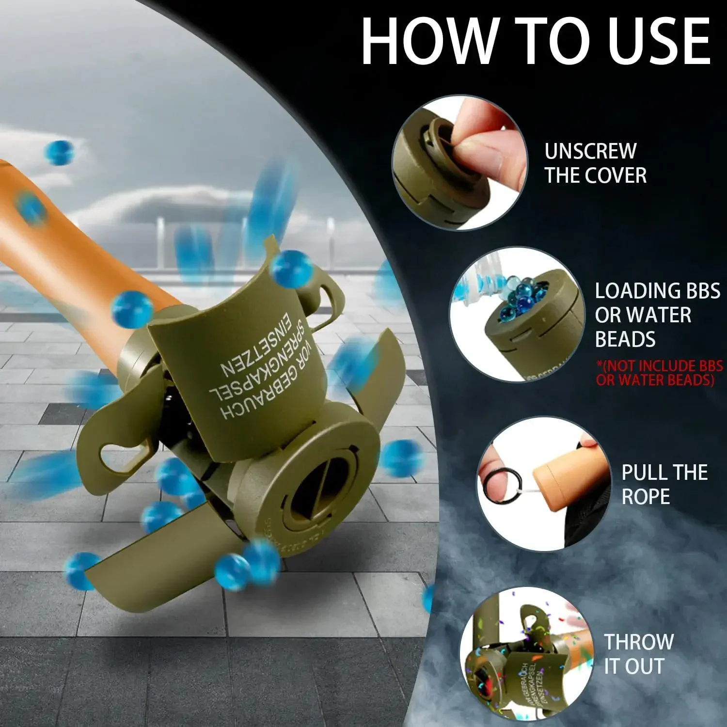 M24 قنبلة يدوية لعبة 2 قطعة الادسنس التكتيكية حلقة سحب قنبلة بلاستيكية لنموذج كرات الطلاء سقوط مقاومة إعادة الملء في الهواء الطلق فريق الرياضة #2