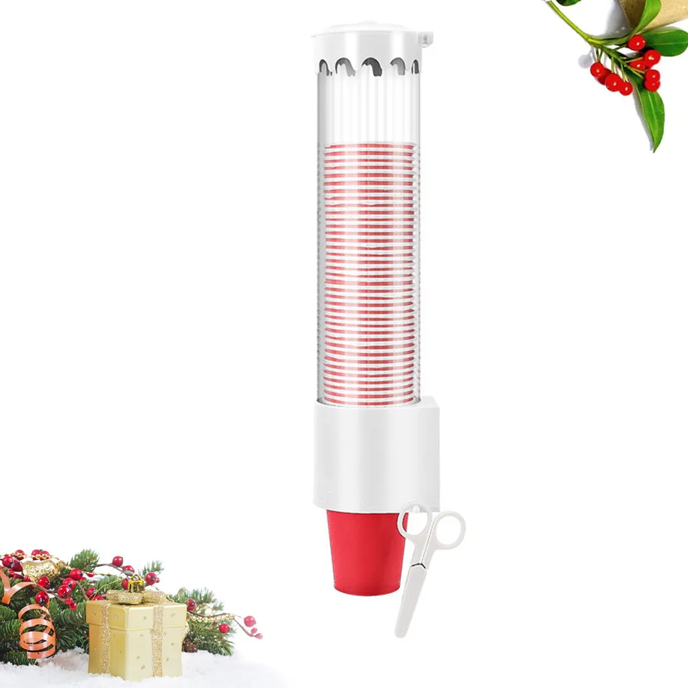 Wall Mount Automatic Cup Dispenser Food Grade Eco Friendly Cap Covered Punch Free Disposable Paper Cup Holder White