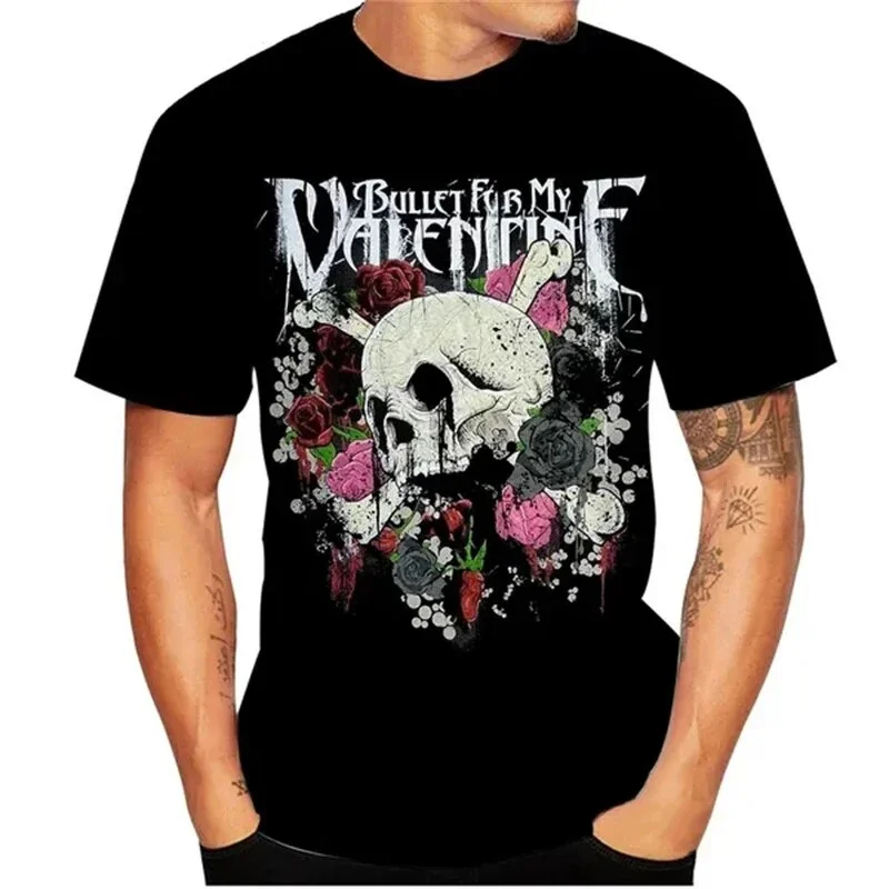 Rockband Bullet for My Valentine 3D-Druck T-Shirts für Männer und Frauen, Modische Oversize-Kurzarm-T-Shirts, Herren-Oberteile, Männerkleidung – Detail 2