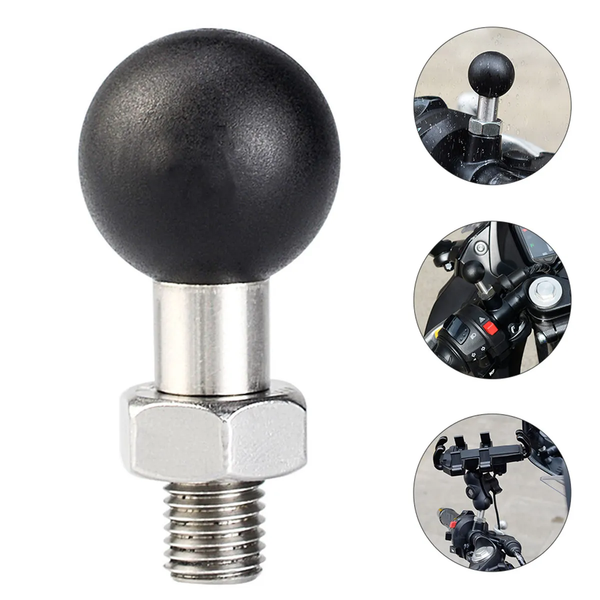 

1Pcs Heavy Duty Ball Support Pedestal for Motorbike Phone Mount Camera Holder Strong Wear Resistant Rubber Stainless Steel Base