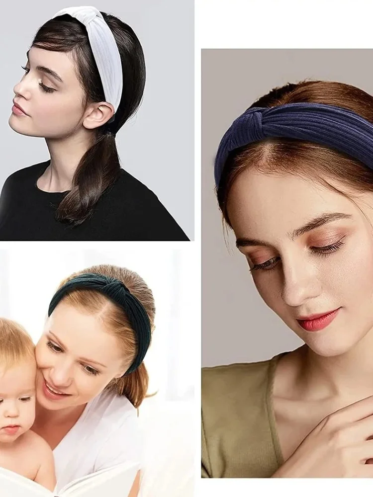 Fashion Knotted Headbands for Women Girls Solid Color Hair Band Simple Cross Knot Hairbands Hair Hoop Hair Accessories for Women