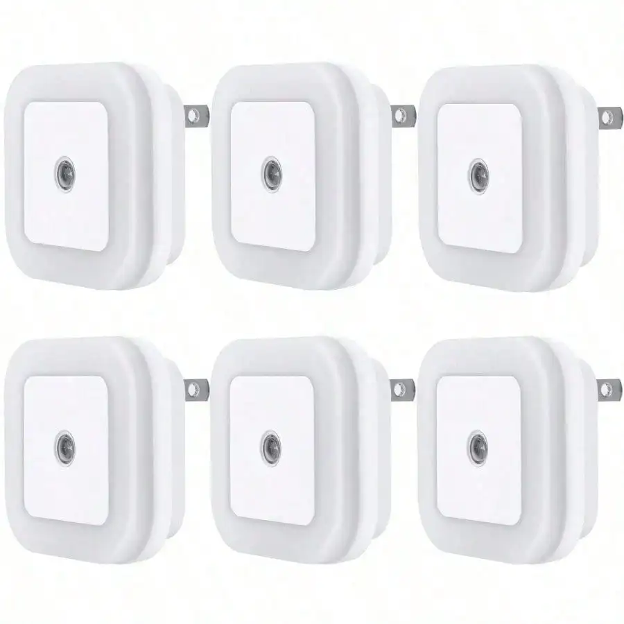 

6 Units LED Night Lights, Plug & Play Portable Design, Auto Sensor, Hallway Bedroom Night Lights for Household Decoration