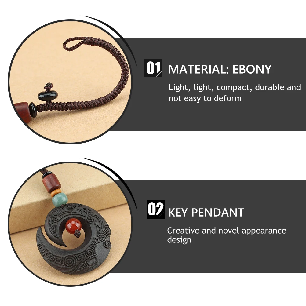 Chinese Ebony Keychain Durable Lightweight Portable Creative Design Unique Key Pendant Car Keyring Bag Pendant Multipurpose