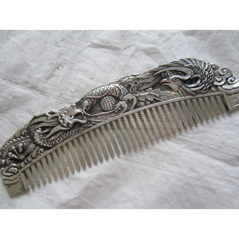 

Wholesale Vintage Retro Distressed Single Dragon Copper Comb White Copper Comb 16.5CM Anti-Static Copper Comb