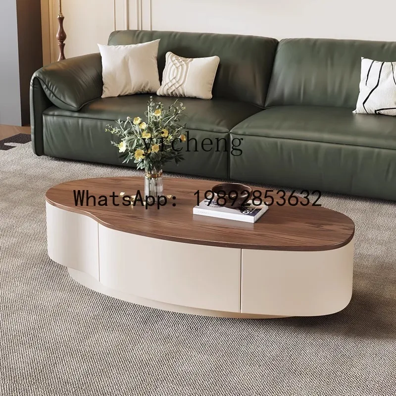 

X4 High-End Solid Wood Living Room Coffee Table Small Apartment Home Vintage Style Irregular Shape