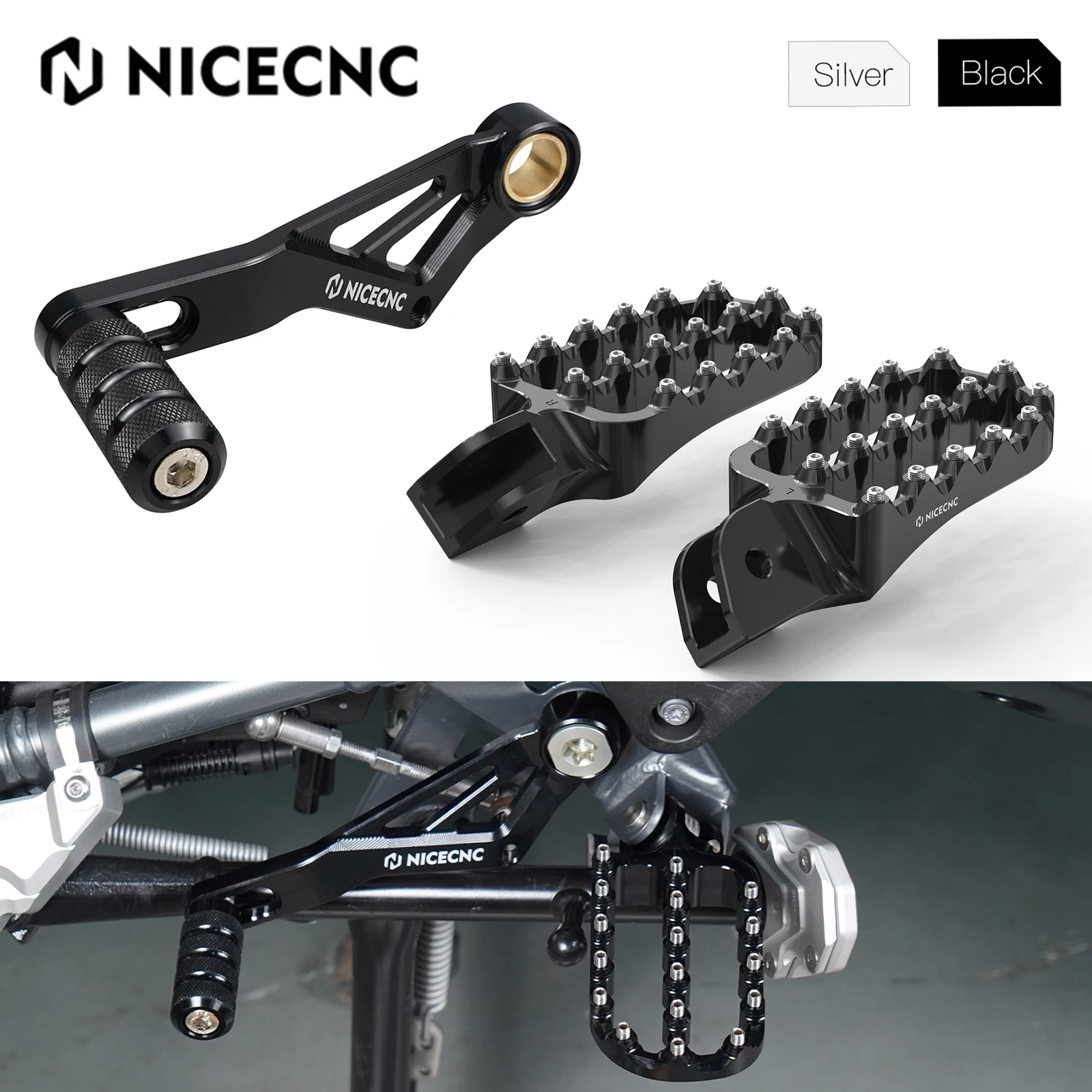 

For BMW R1250GS R1200GS Footpegs Footrest Gear Shift Lever R 1250 GS 2019-2023 R1250GS Adventure 2019-2024 R 1200 GS GSA 13-2018
