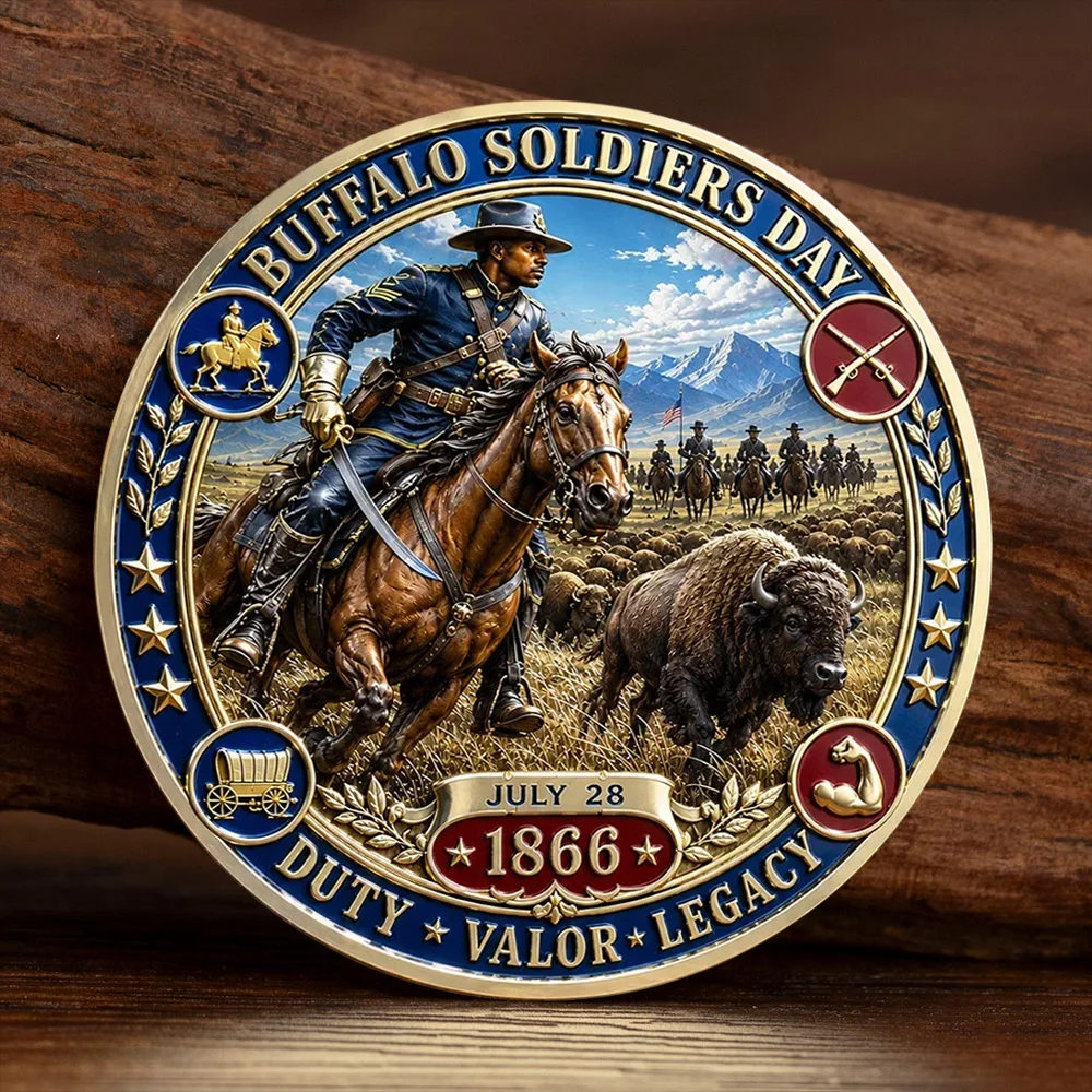 Amerikanische Buffalo-Soldaten-Gedenkmünze, vergoldet, Militär-Ehrenmedaille