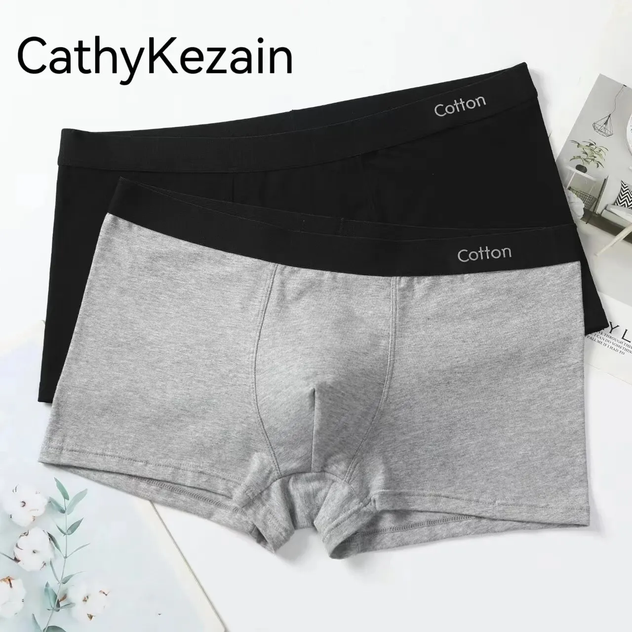 Men Sports Cotton Boxers Underwear Underpants Shorts Black Gray L XL XXL 3XL Pure Color Breathable Fashion Fitnes Sports