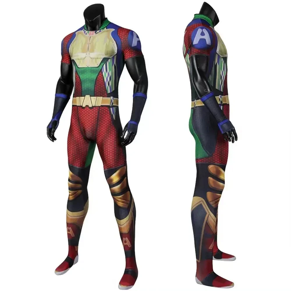 A-train The Boys 3 Cosplay Costume 3D Printed Colorful Elastic A Train Zentai Suit with Glasses Halloween Costumes for Man