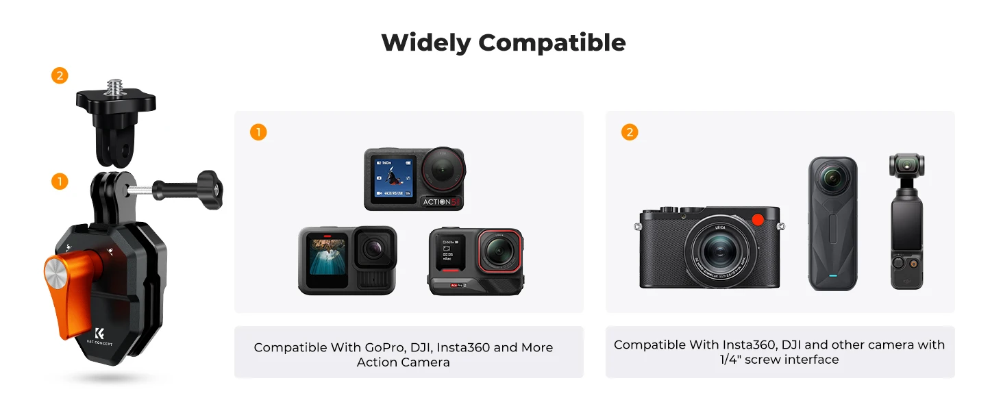 K&F CONCEPT Windschutzscheiben-Klemme für GoPro HERO 13/12/11 Motorrad-Kamerahalterung für DJI Osmo Action 6/5/4 Insta360 X6/X5 – Detail 6