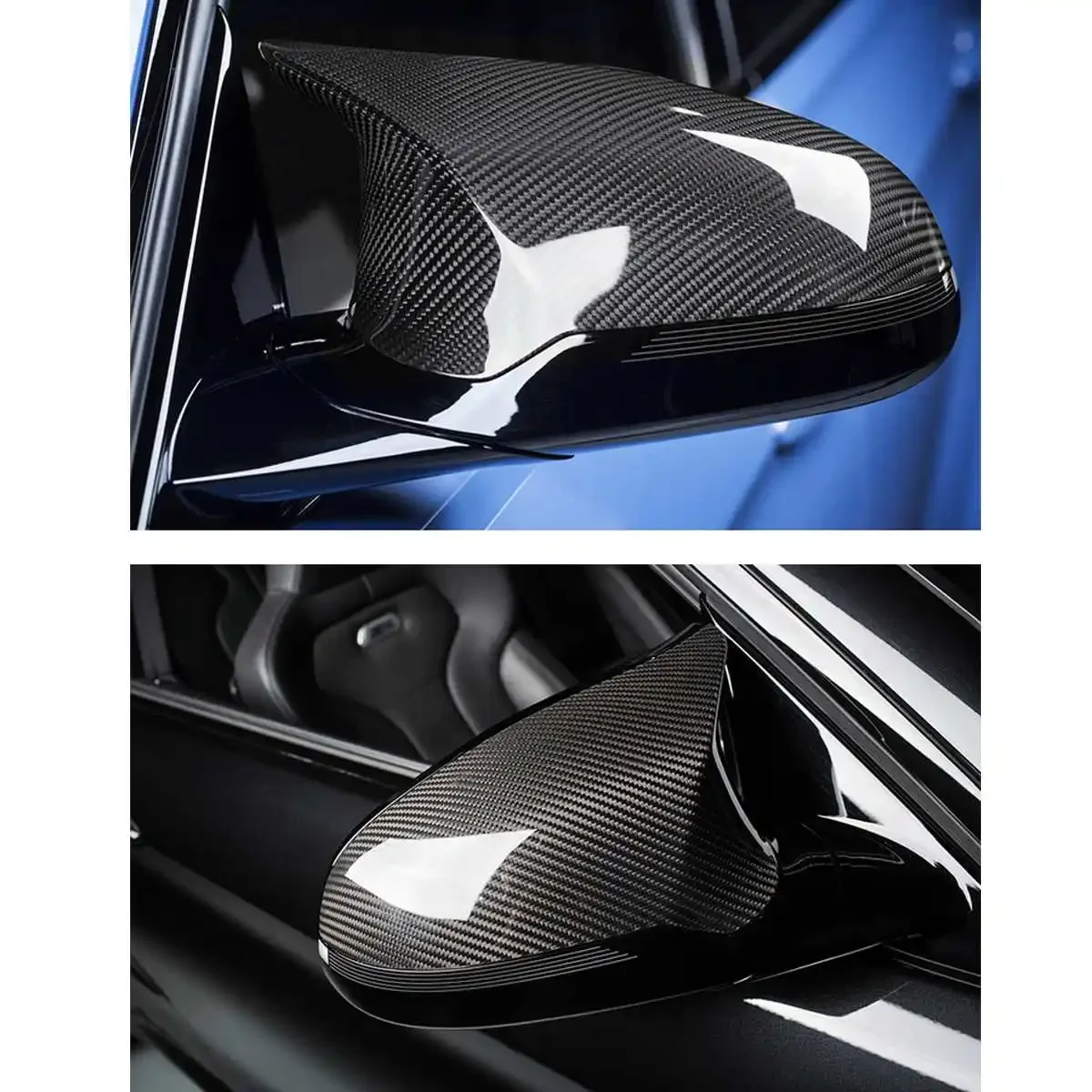 2PCS Real Carbon Fiber Car Side Mirror Cover Outside Rearview Mirror Cover Caps Replacement For BMW F80 M3 &F82 M4 2015-2018