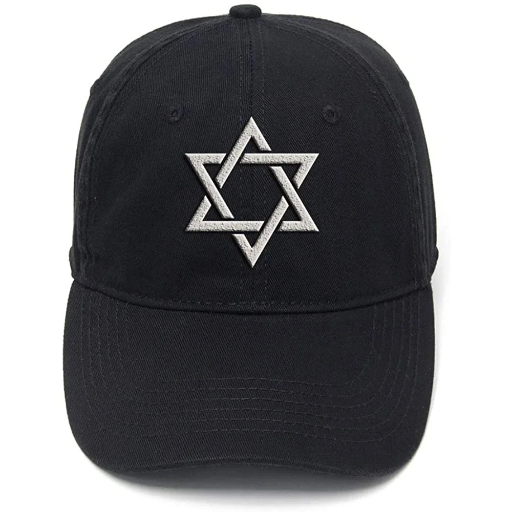 Lyprerazy Star of David - Jewish Israeli Religion Washed Cotton Hip Hop Cool Flock Printing Baseball Cap