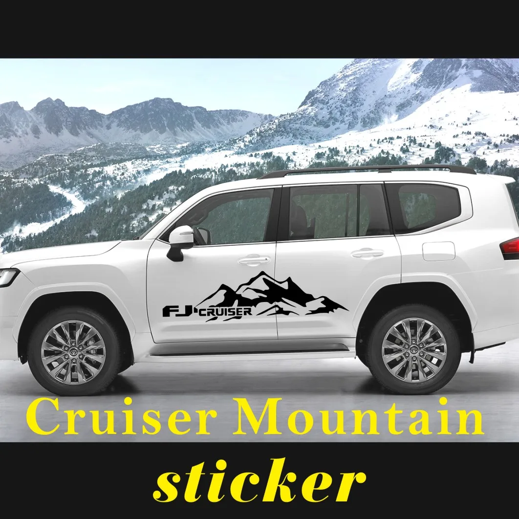 

2PCS Car Door Side Stickers For Toyota FJ Cruiser Auto Body Decor Styling Mountain Graphics Vinyl Decals Accessories