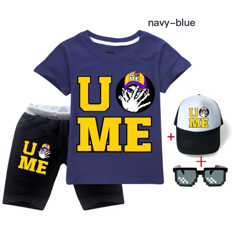 جون سينا الصيف مجموعة ملابس الأطفال القطن عادية طفل الفتيان الفتيات تي شيرت + السراويل دعوى ل 3 4 5 6 8 10 12 14 سنة