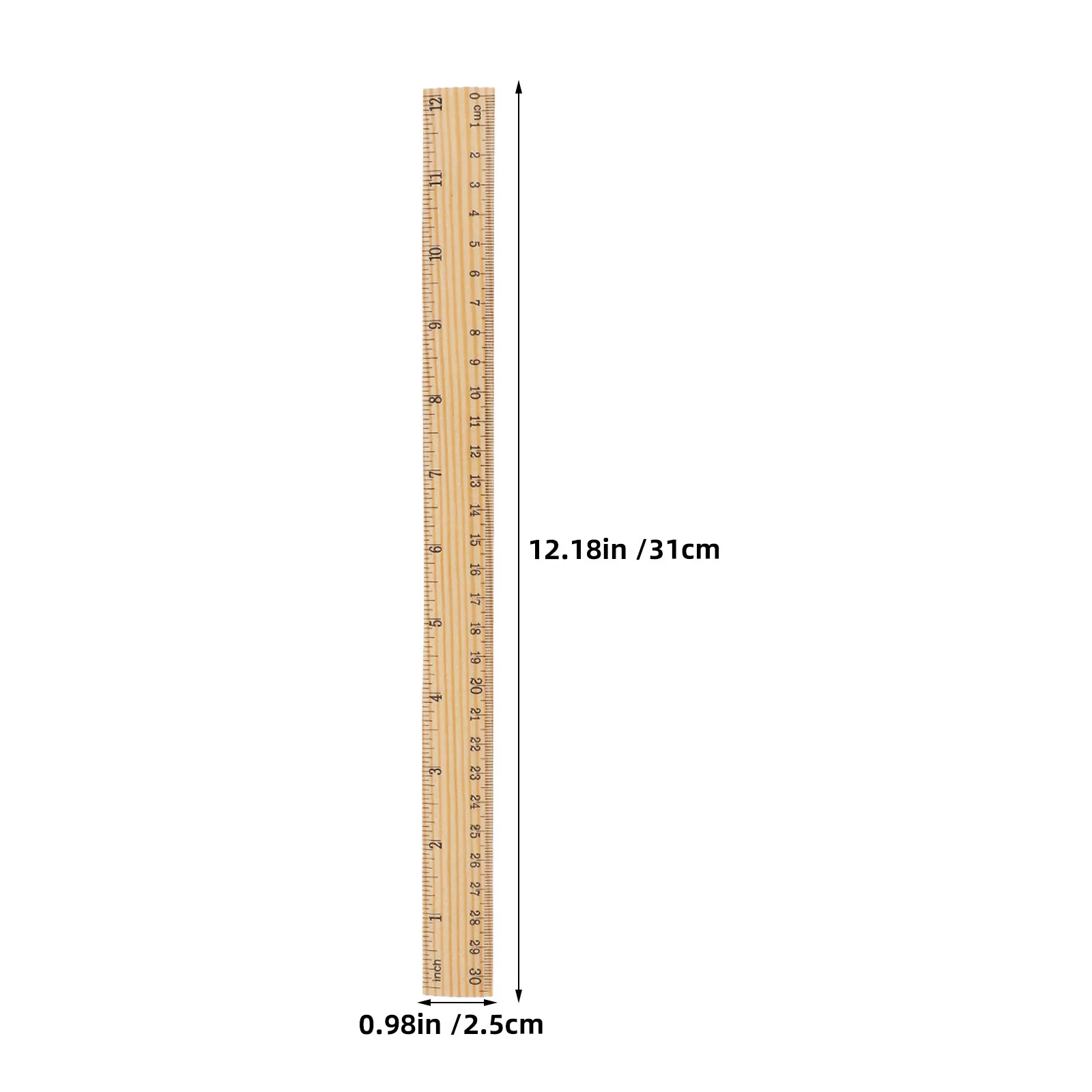 50Pcs Dual-Scale Wooden Ruler 12 Inch 30 Measuring Tool Student Drafting School Classroom Sewing Straight Ruler