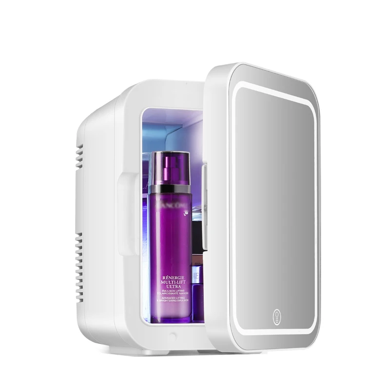 CX505 4L Mini refrigerador para el cuidado de la piel, refrigerador pequeño para coche de Hotel, Mini refrigerador de belleza cosmético portátil con luz Led de espejo