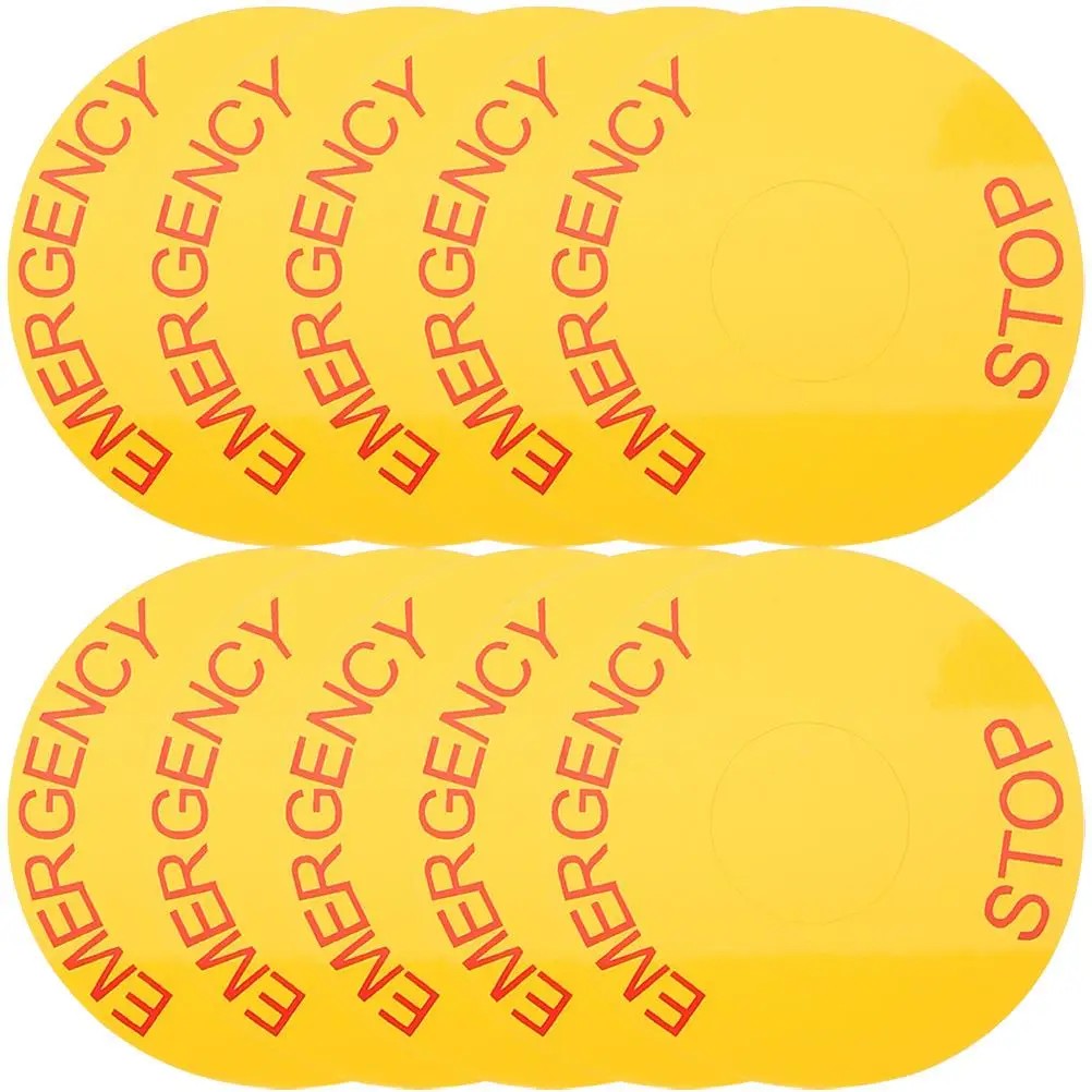 10 Pcs Caution Sticker Emergency Stop Sign Equipment Warning Decal Detachable Signs Stickers