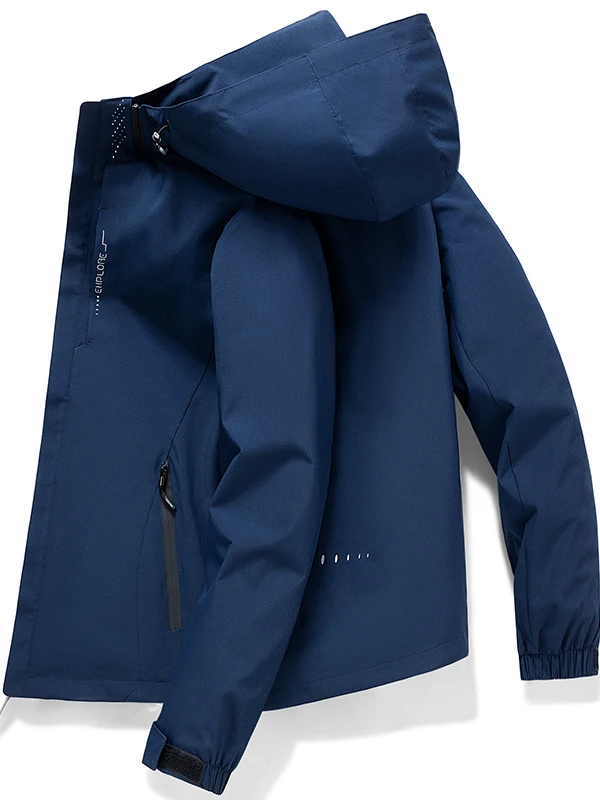 

2025 Autumn New Men's Casual Sle Jaet Coat Windproof Polyester Fiber Long Sve Zipper Closure Hooded Coat for Youth