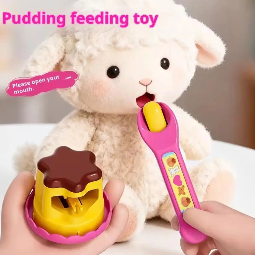 Rollenspiel-Pudding-Fütterungsspielzeug-Set mit magischem Löffel, Simulation von Lebensmitteln, Küchenspielzeug für Kinder, interaktives Rollenspiel, Geschenk für Mädchen