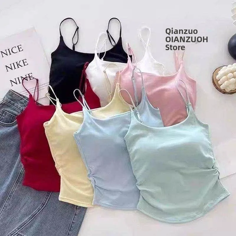 Pure Desire Folded Design Sensation Women's Camisole Tank Top Inner Wear Outer Wear with Chest Pad Slim Fit Beautiful Back 20...