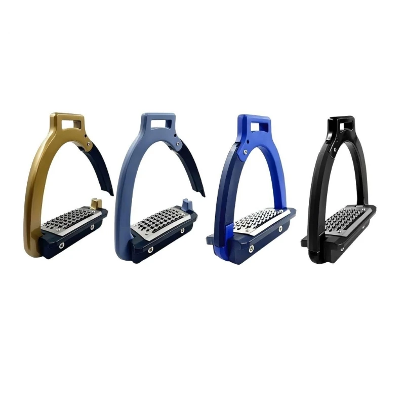 270C Horse Stirrups with Wide Textured Footbeds and Steel Treads, 1 Pair