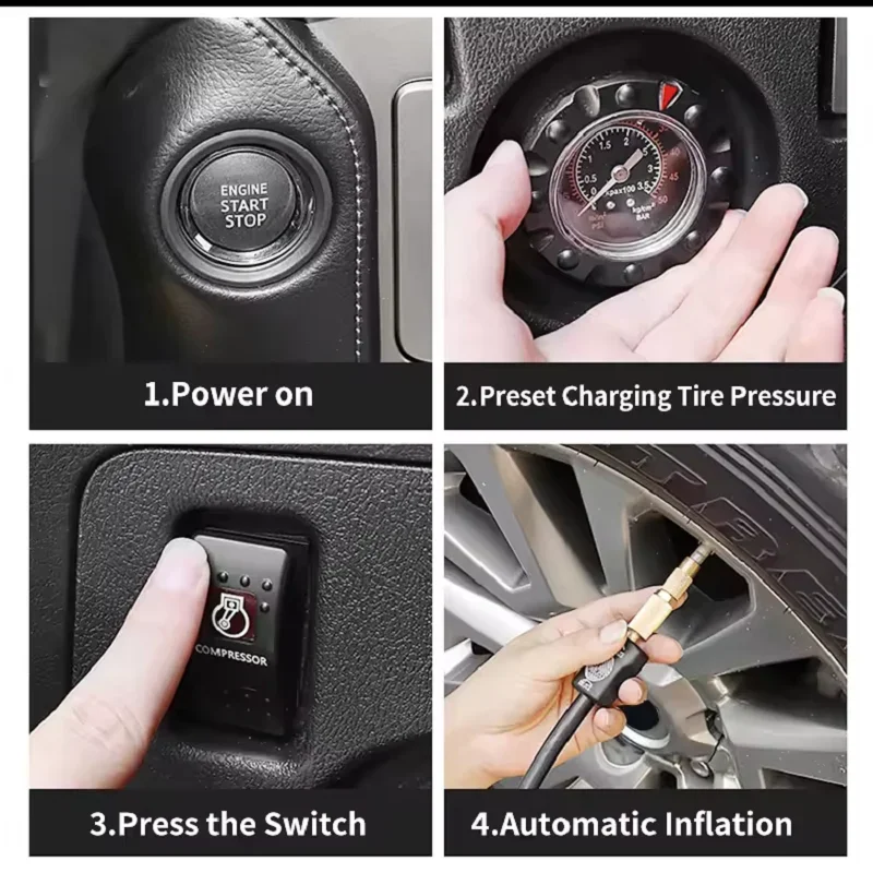 Auto Tire Air Pump For Toyota Land Cruiser 200 Prado 150 Lc150 LC200 2008-2022 2021 Upgrade ABS Modification Accessories