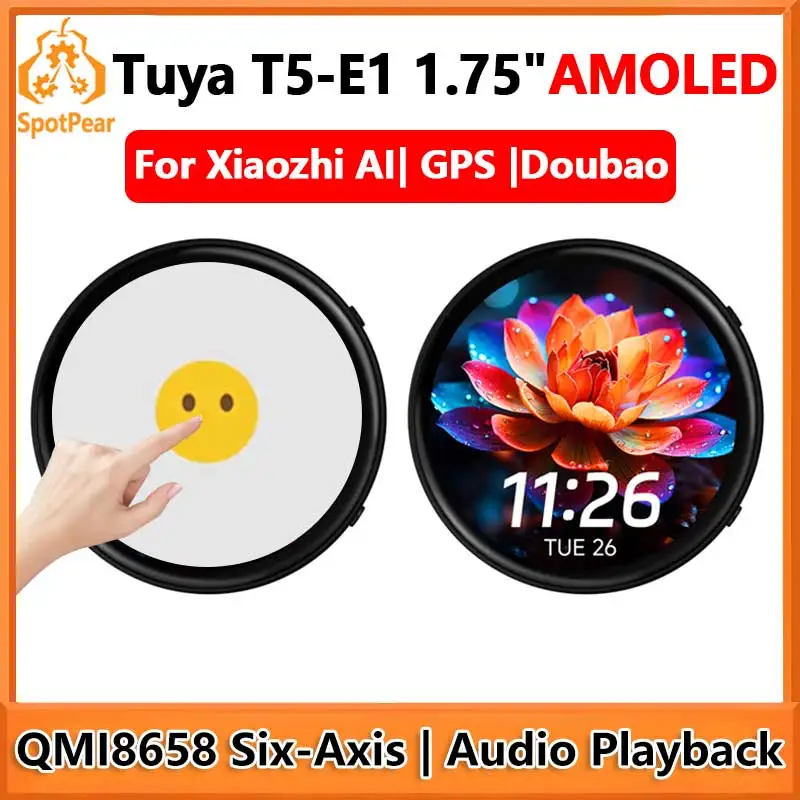 

Tuya AI Voice Robot T5-E1 1.75 inch Round AMOLED TouchScreen GPS For XiaoZhi Development Board