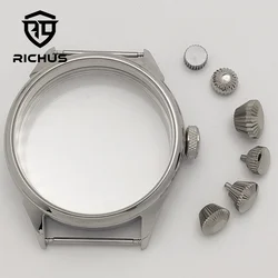 RICHUS ETA6497 Case 42mm Silver Watch Case Fit ETA6497 6498 ST3600 ST3620 ST36 Movement