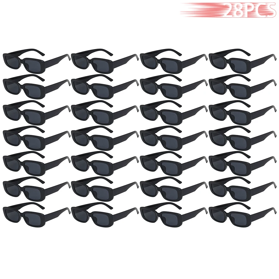 28 PCS Small Rectangle Pattern Sunglasses For Women Vintage Brand Designer Square Sun Glasses Female Eyewear Anti-glare UV400
