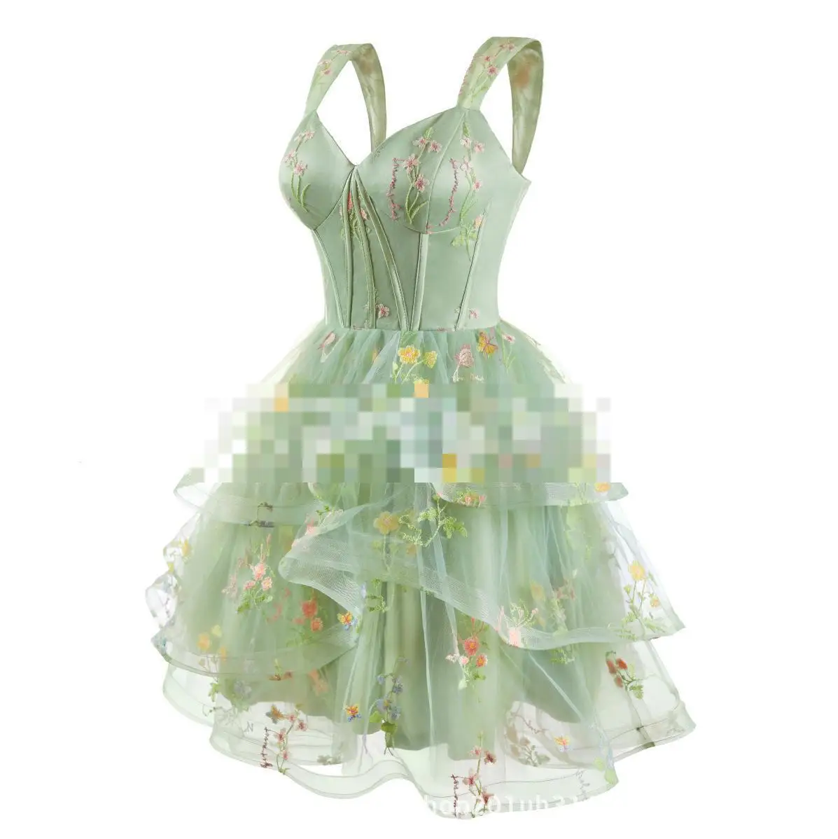 2026 New Deep V-neck Floral Shoulder Short Dress Sleeveless Sweet Retro Birthday Party Mini Summer Evening Dress Customized