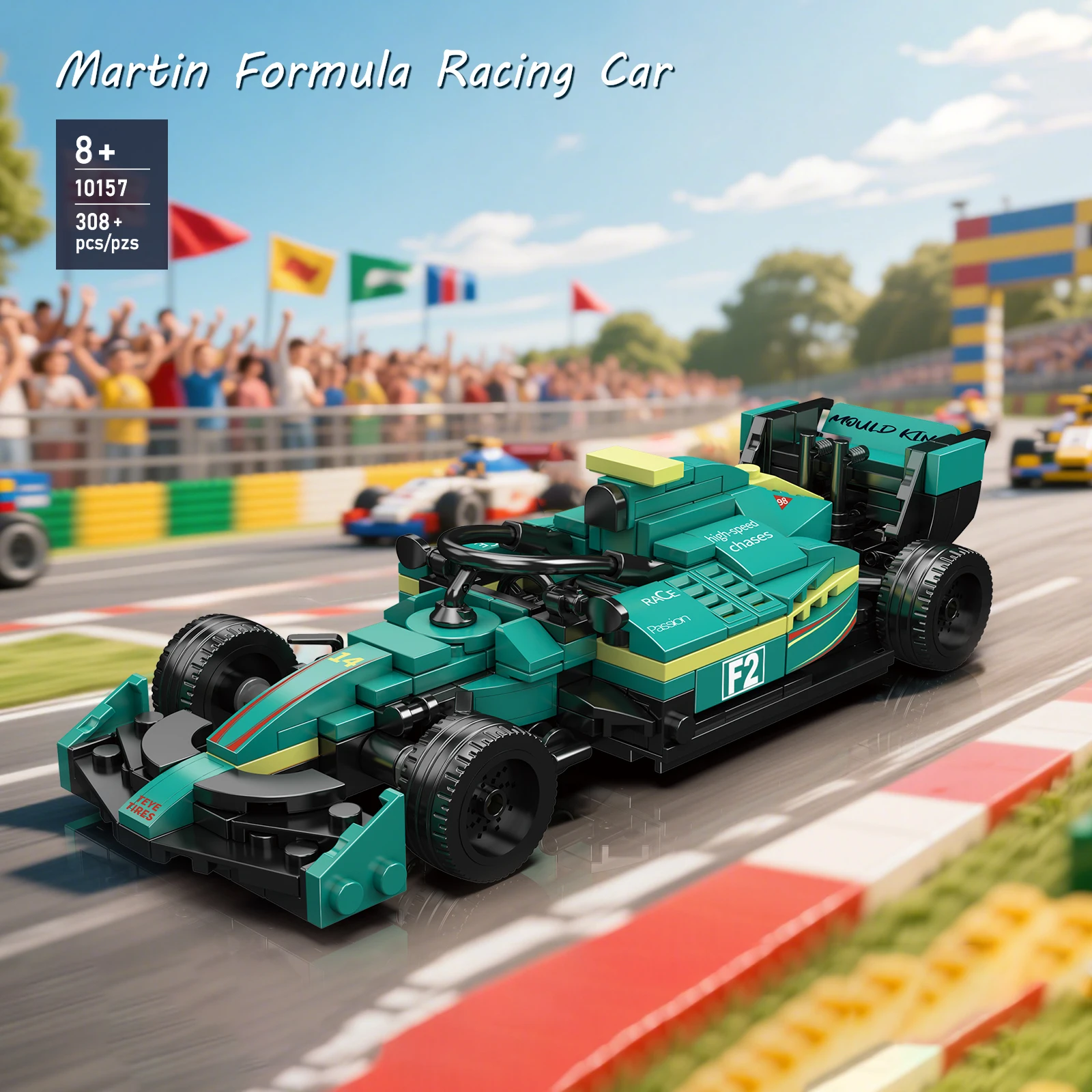 Molde rei fórmula velocidade carro de corrida blocos de construção conjunto 308 pçs modelo kit diy montagem brinquedo para crianças adultos