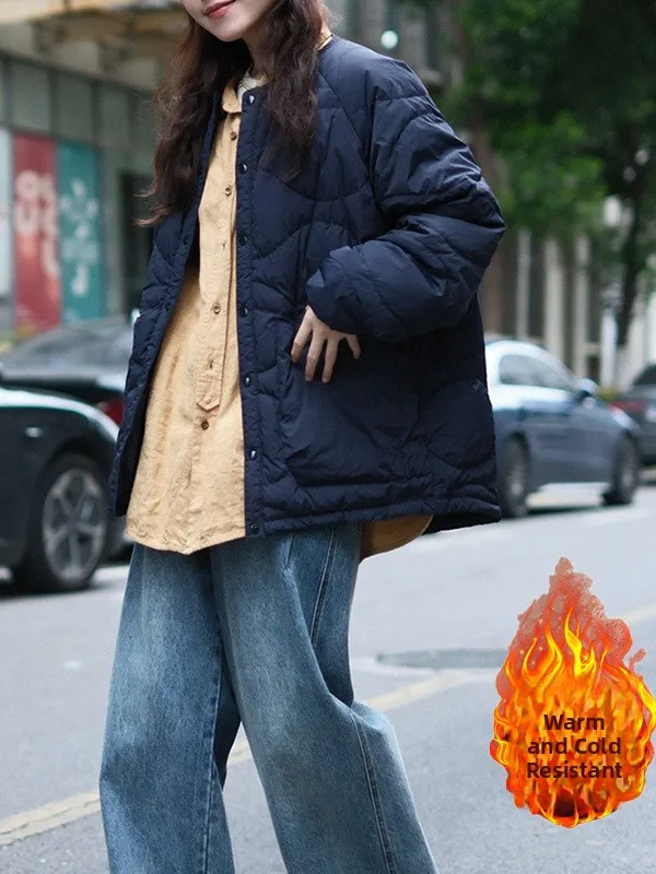 

Thi Long Sve round Ne Wave Pattern Warm Outerwear Brand Women's Faion Winter New Sle Versatile Pure Color Coat